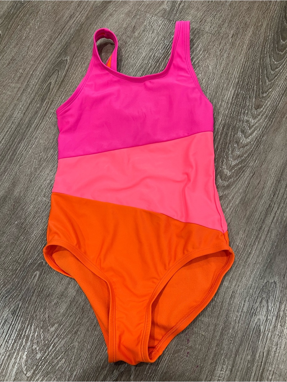 GAP Girls Colorblock One-Piece Swimsuit in Hot Pink, Neon Pink & Orange Size 🌊 - Picture 1 of 5